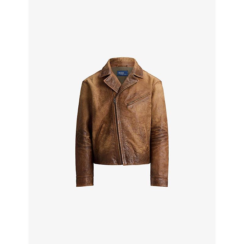 Polo Ralph Lauren Newsboy Leather Jacket in Brown for Men | Lyst