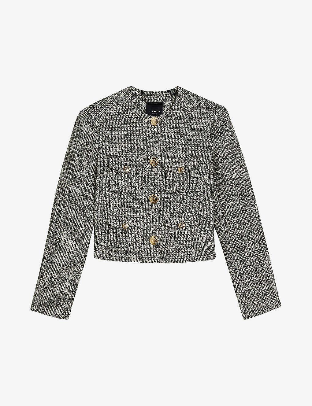 Ted Baker Faraae Boucle Patch-pocket Cotton-blend Jacket 1 in Gray | Lyst