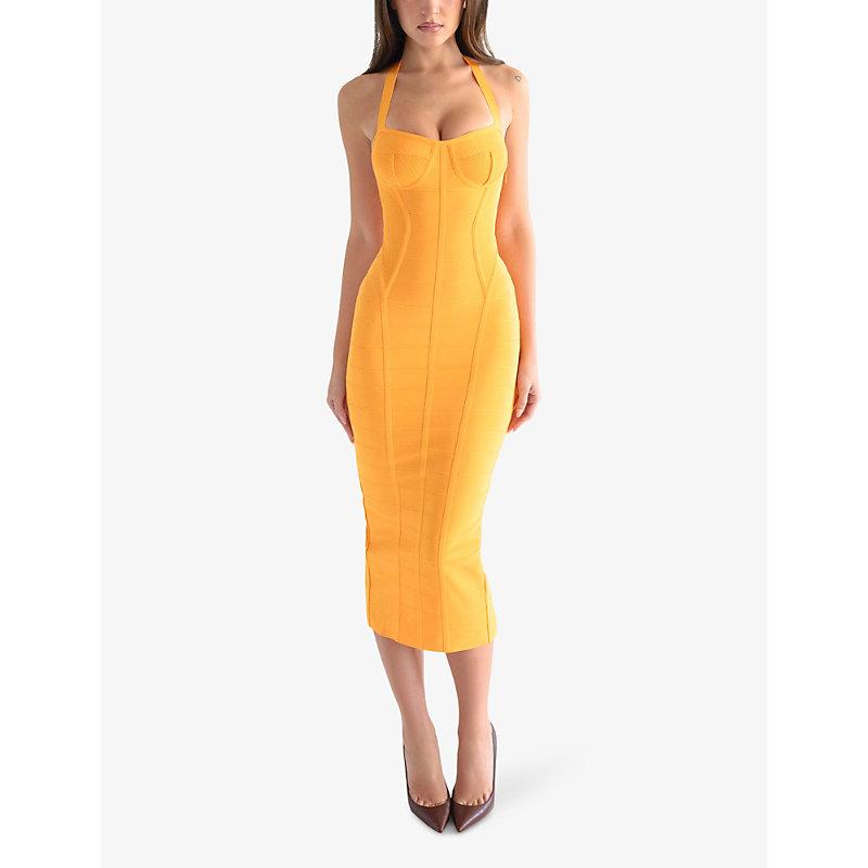 orange house of cb dress Rent House Of Cb Orange Dress UK 8