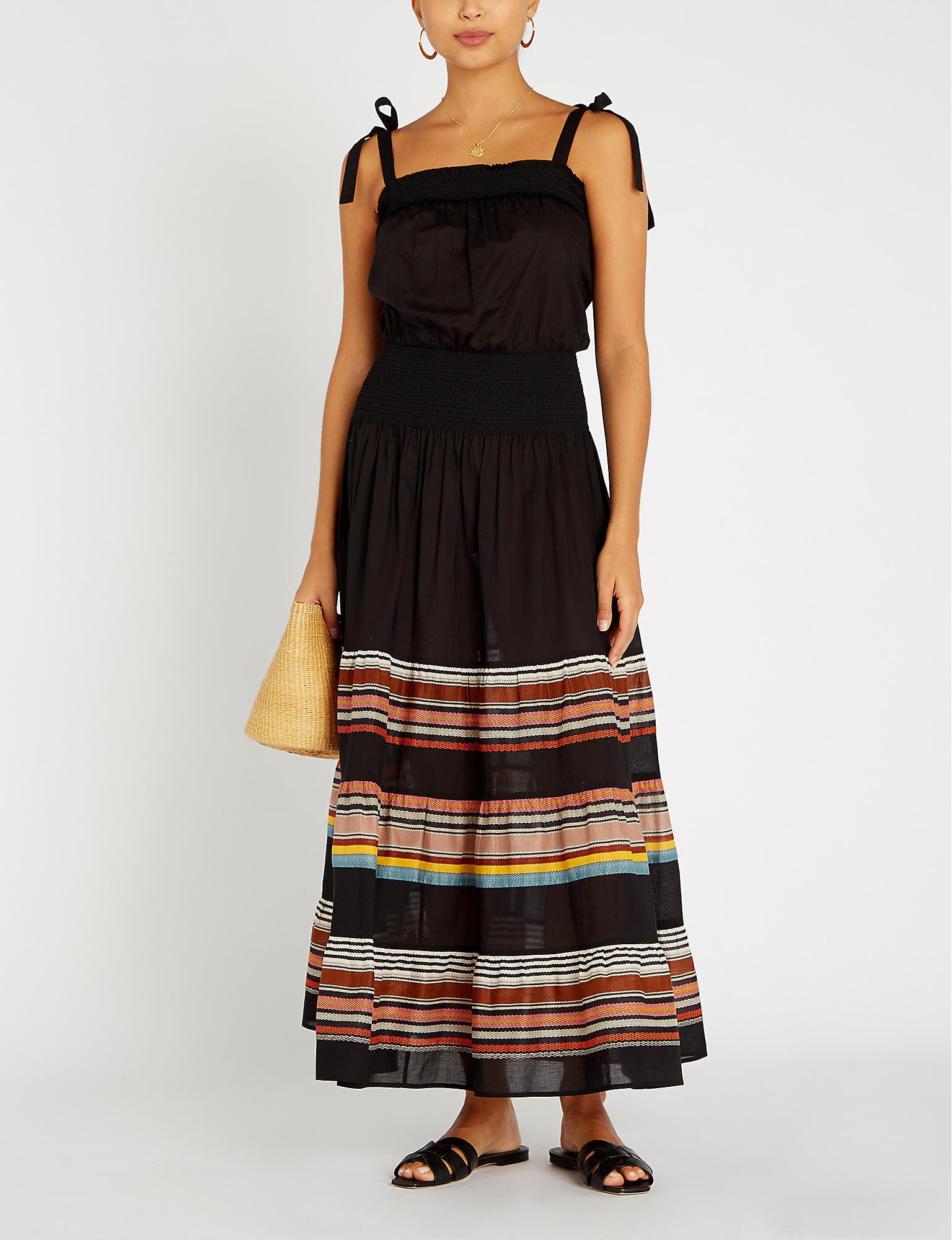 Tory Burch Smocked Sundress in Black | Lyst