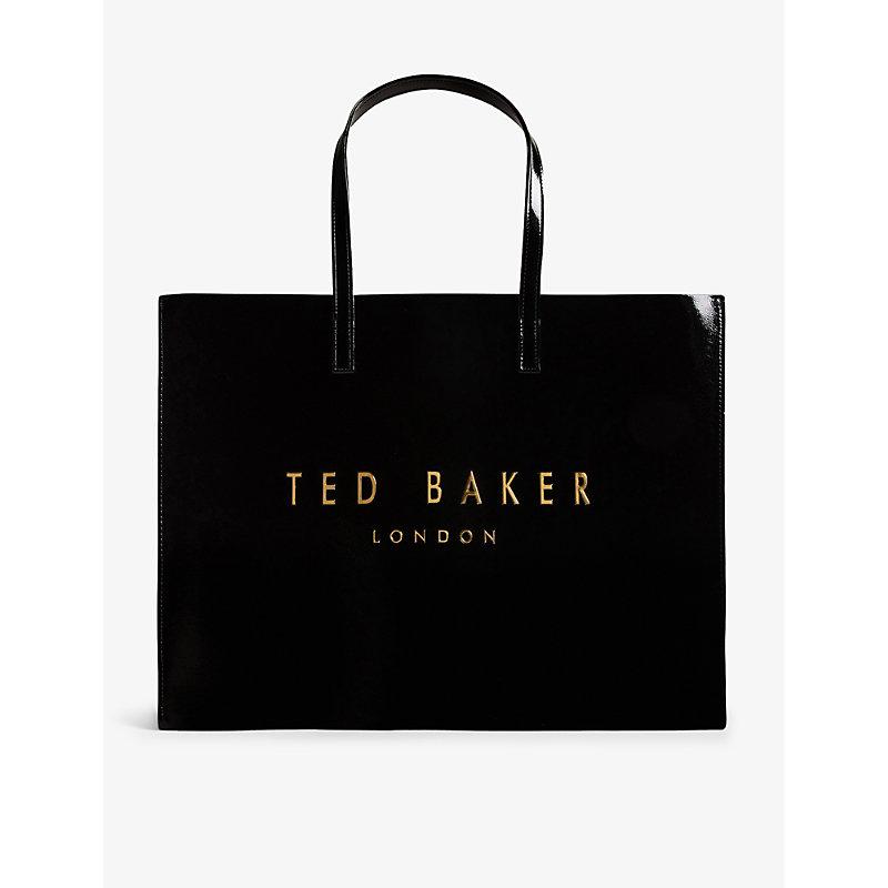 Ted Baker Crikon Logo-print Faux-leather Tote Bag in Black | Lyst