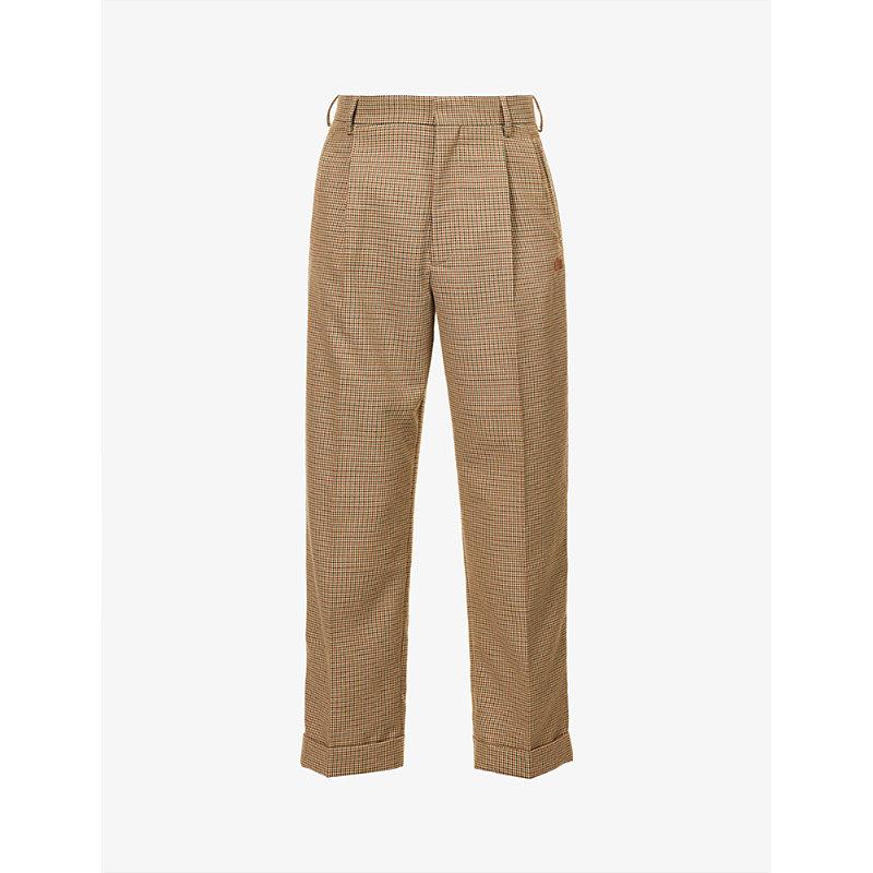 Lacoste Le Fleur X Pleated Regular fit Woven Trousers in Natural