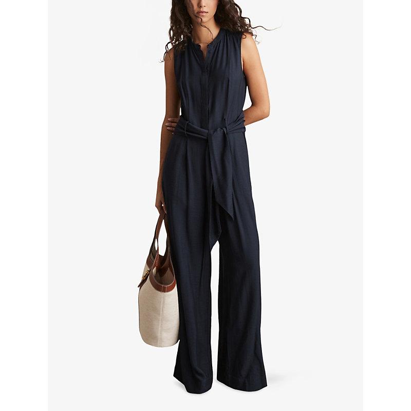 【海外限定】REISSジャンプスーツ☆Raven Belted Shirt Jumpsuit Reiss Raven Wide-Leg Belted Woven Jumpsuit in Blue | Lyst UK