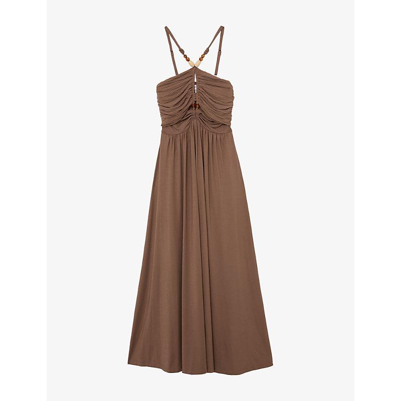 reiss brown dress sale Brown Cotton Midi Wedding