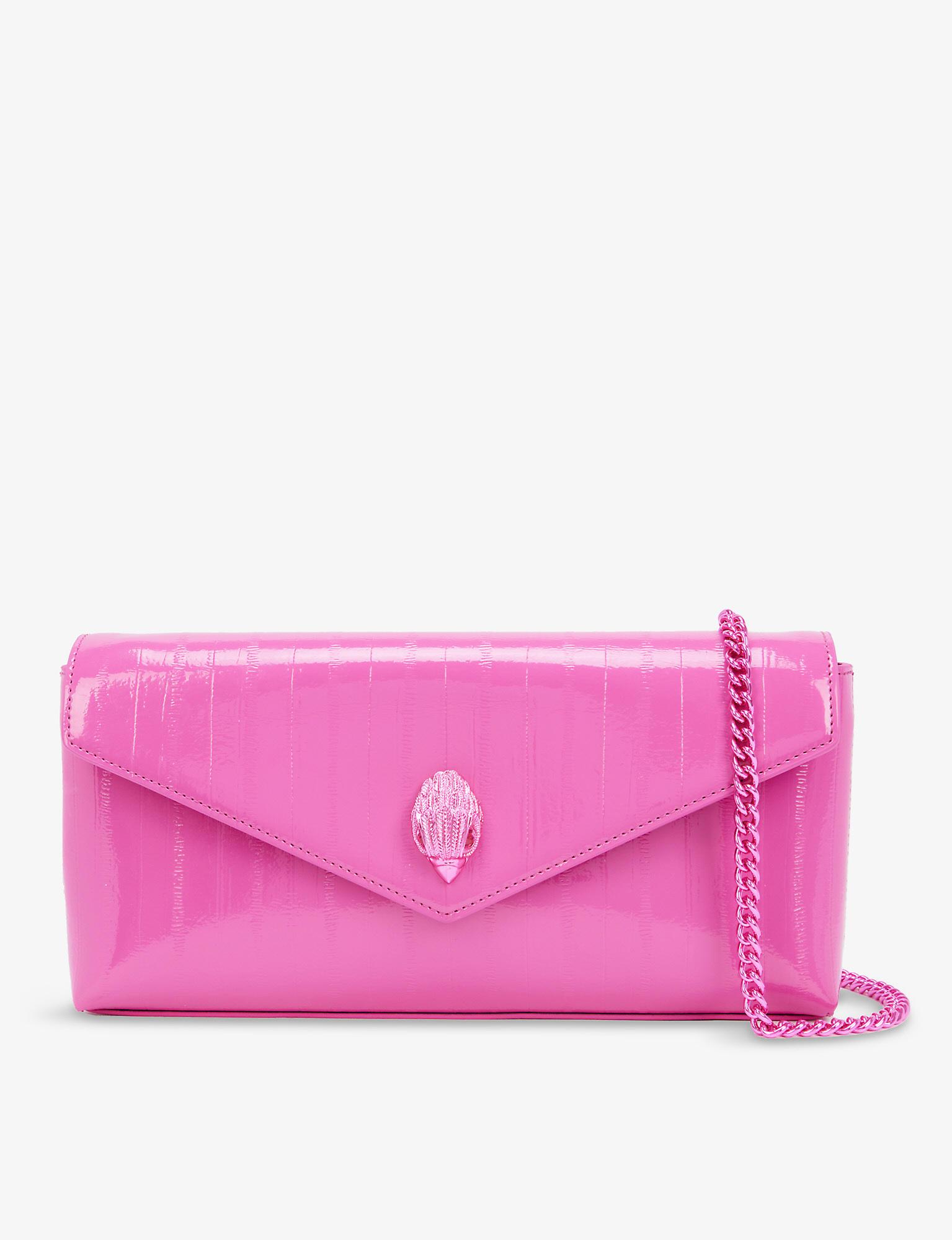 Kurt Geiger Shoreditch Textured Patent Leather Clutch in Pink Lyst