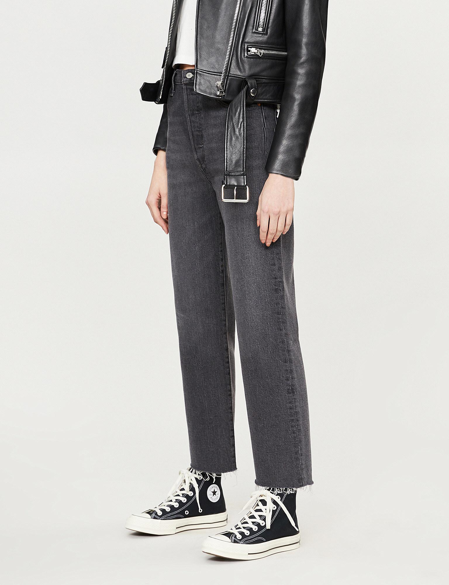 Levi's Denim Ribcage Straight High-rise Jeans in Gray - Lyst