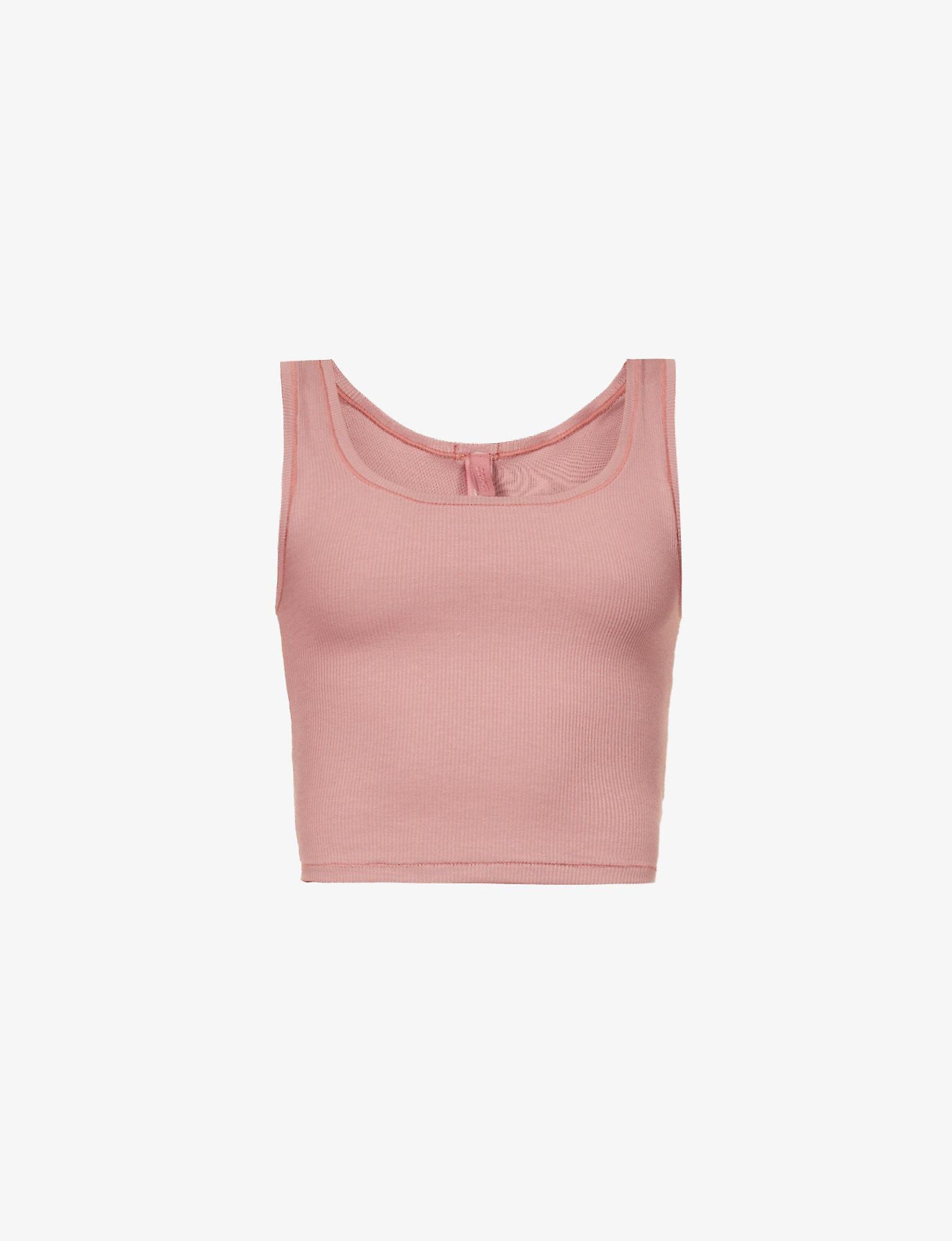 Skims Ribbed Stretch-cotton Tank Top in Pink