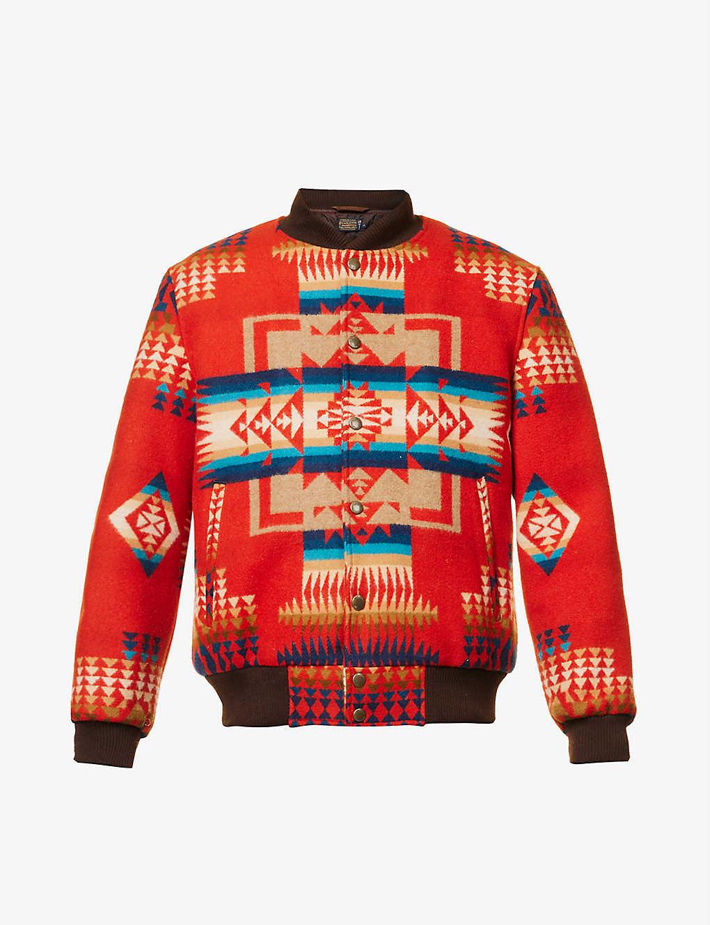 Pendleton Gorge Patterned Wool And Cotton-blend Bomber Jacket in Red ...