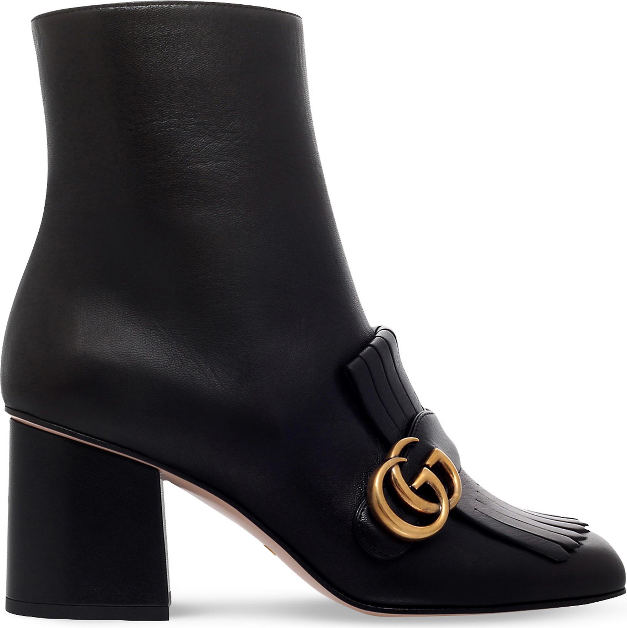 Gucci Marmont GG Suede Ankle Boots in Black - Save 65% - Lyst