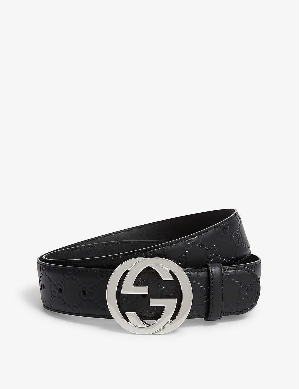 gucci leather logo belt