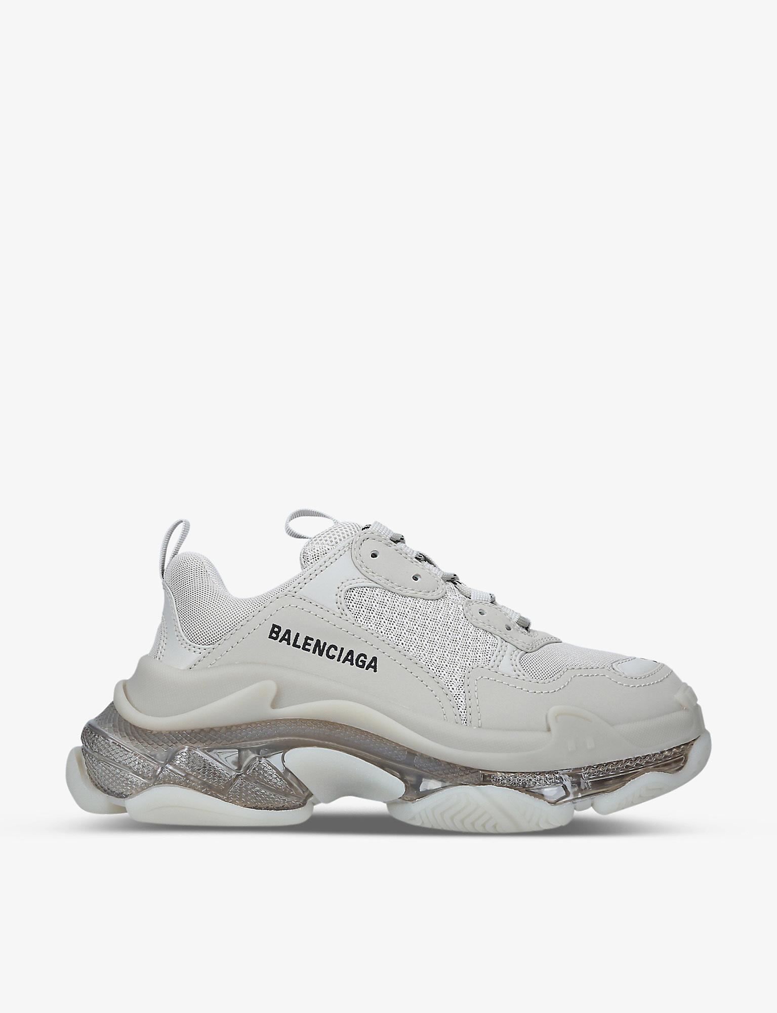 Balenciaga Triple S Clear Sole Faux-leather And Mesh Trainers in White |  Lyst