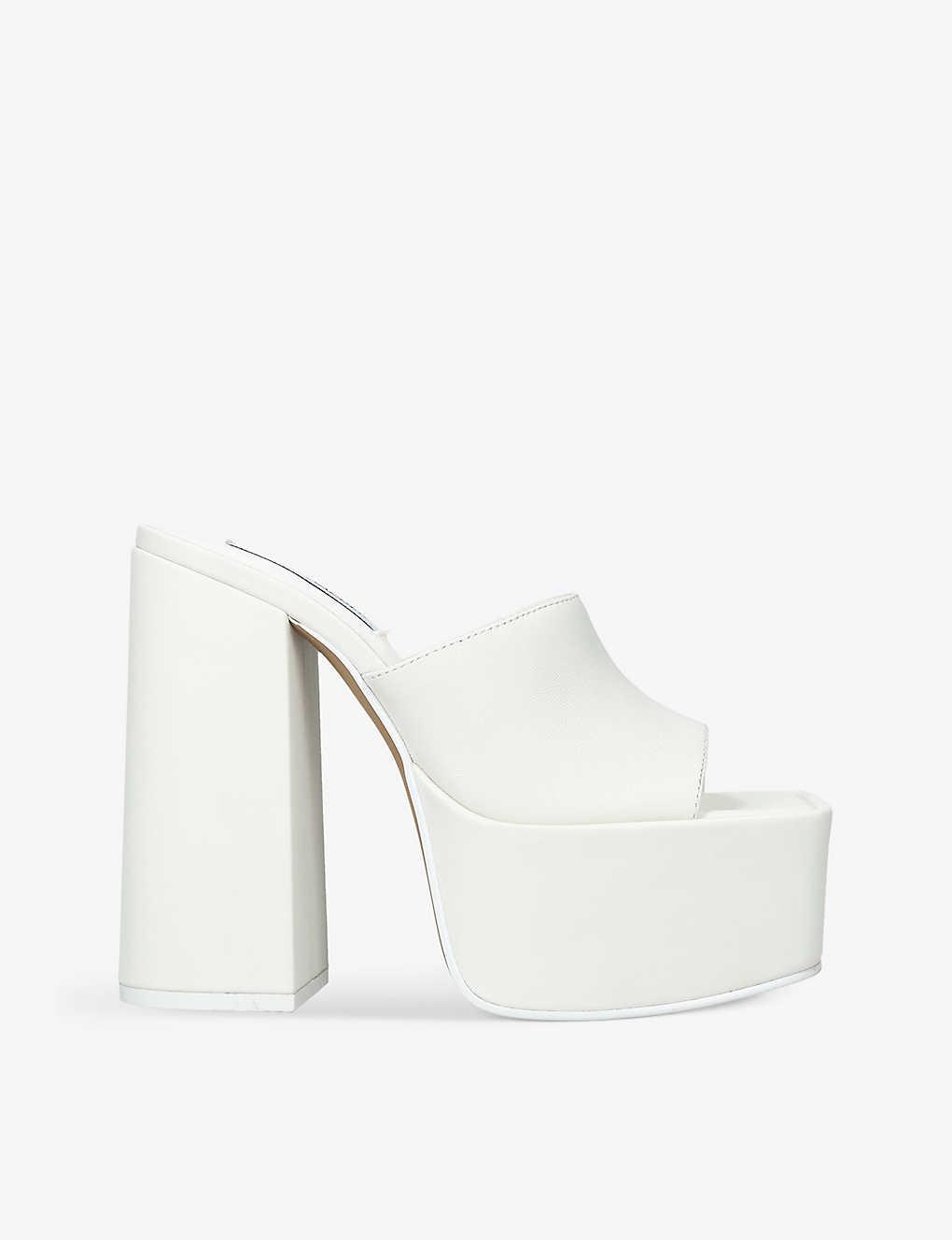 Steve Madden Trixie Leather Platform Sandals in White | Lyst