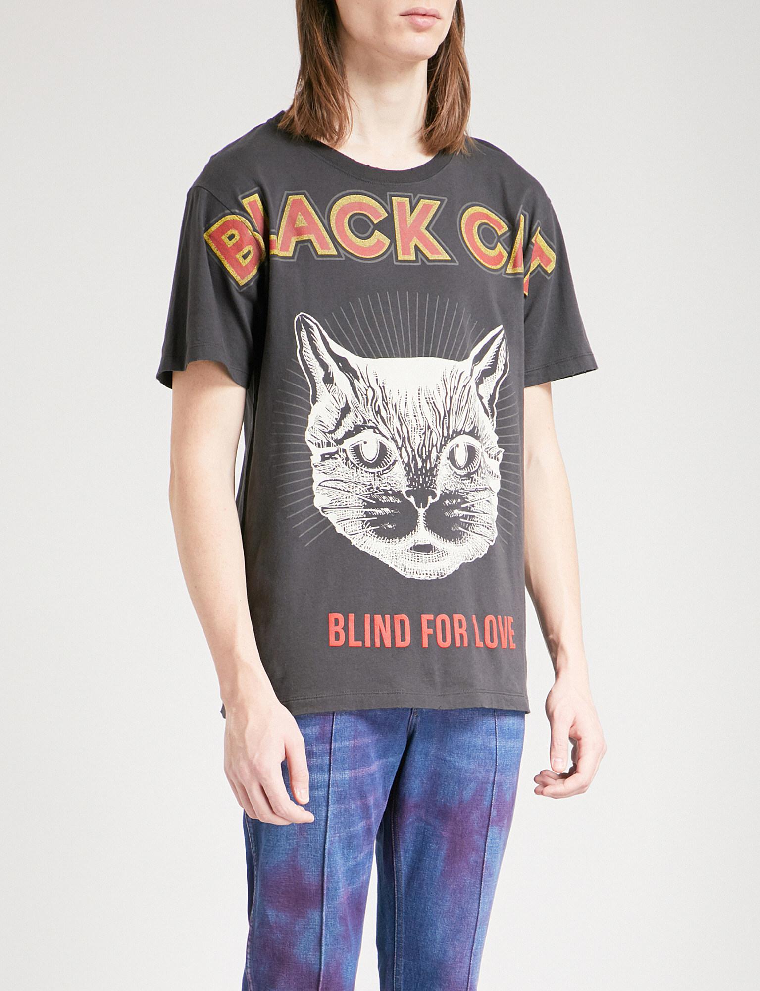 gucci cat shirt black