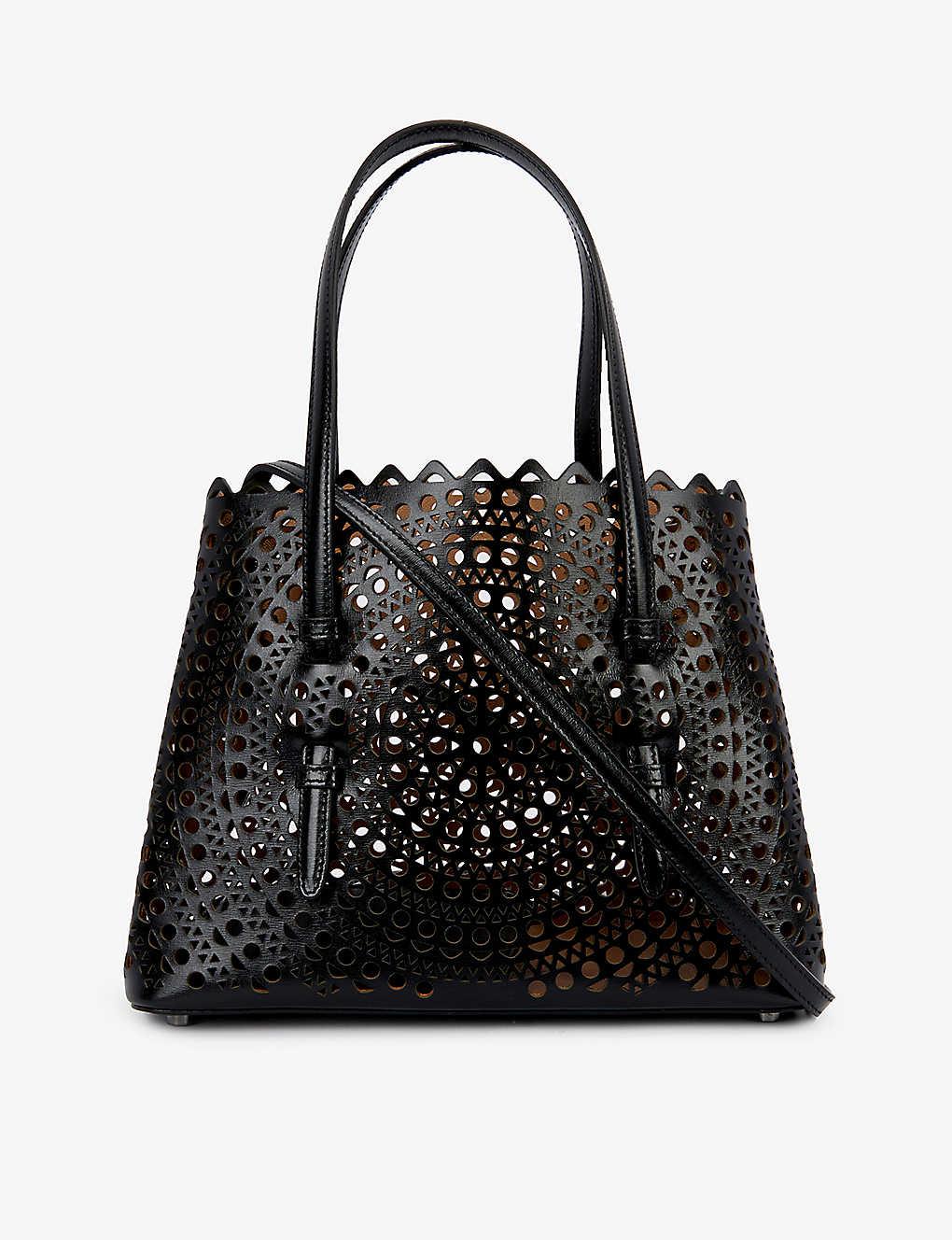 Alaïa Mina Lasercut Leather Tote Bag in Black Lyst