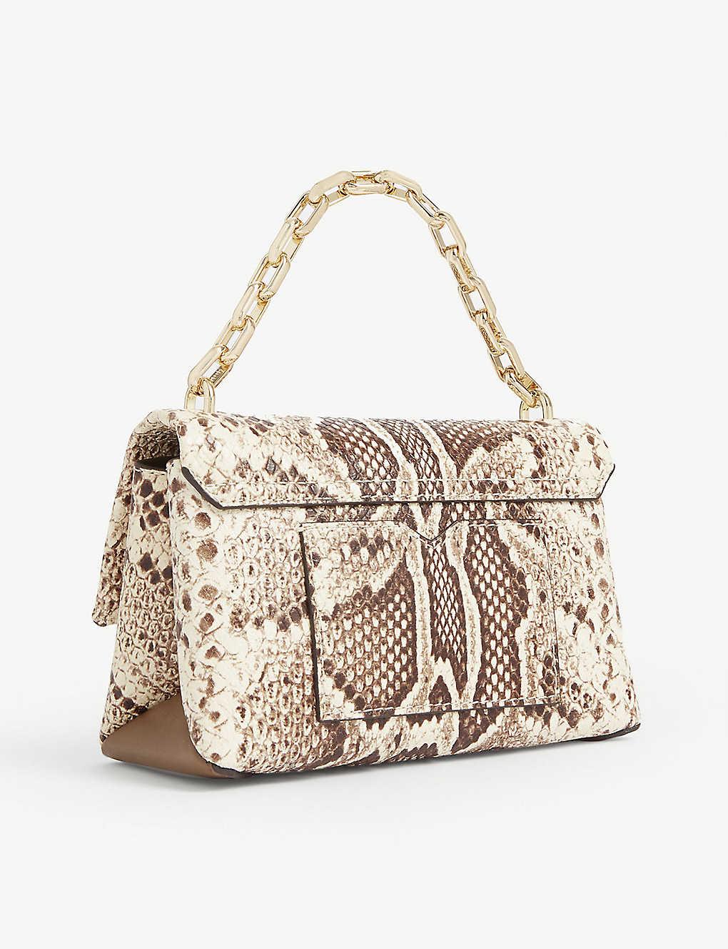 Piper Small Two-Tone Snake Embossed Leather Shoulder Bag | Michael Kors