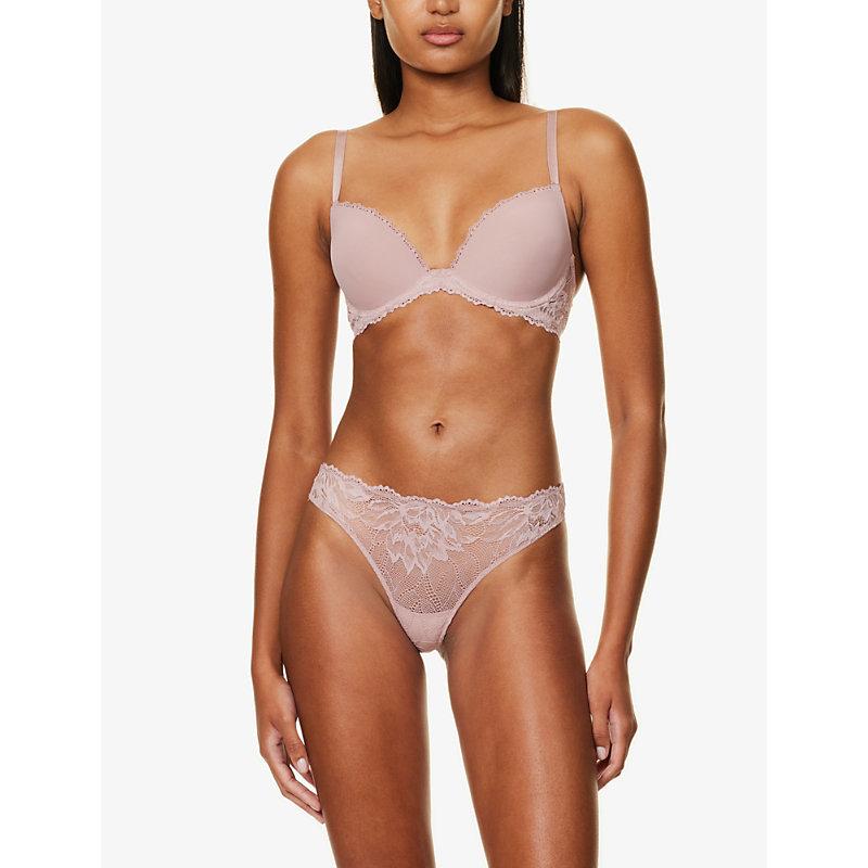 Calvin Klein Seductive Comfort Lotus Underwired Stretch-woven T-shirt Bra  in Pink | Lyst