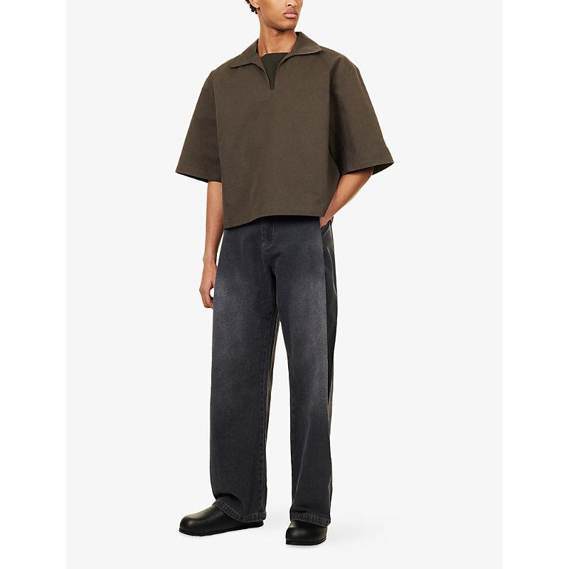 Seventh Football Box-Fit Cotton-Blend Polo Top in Brown for Men