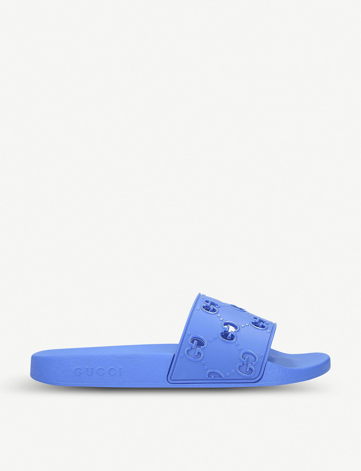 blue gucci sliders