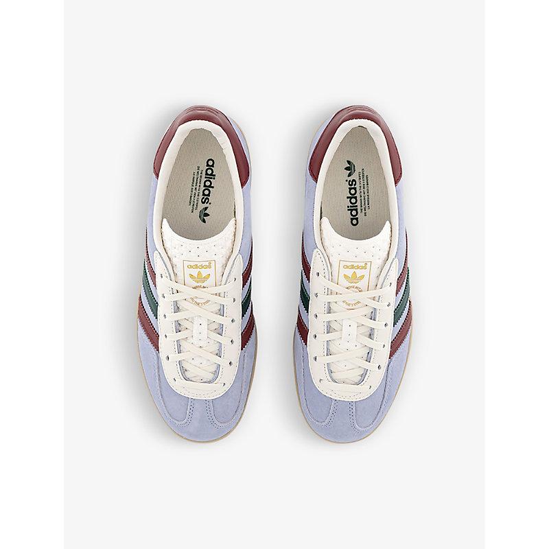 adidas Indoor Gazelle Brand-patch Leather Low-top Trainers in Blue for Men  | Lyst