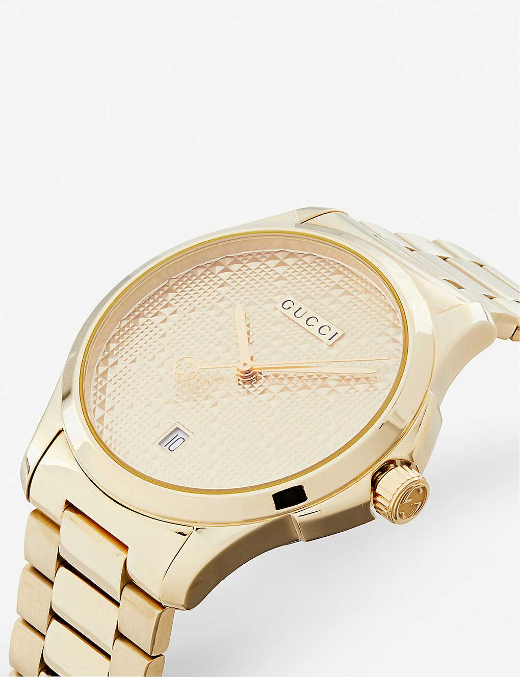 Gucci Ya126461 G Timeless Gold-plated Stainless Steel Watch in Black - Lyst