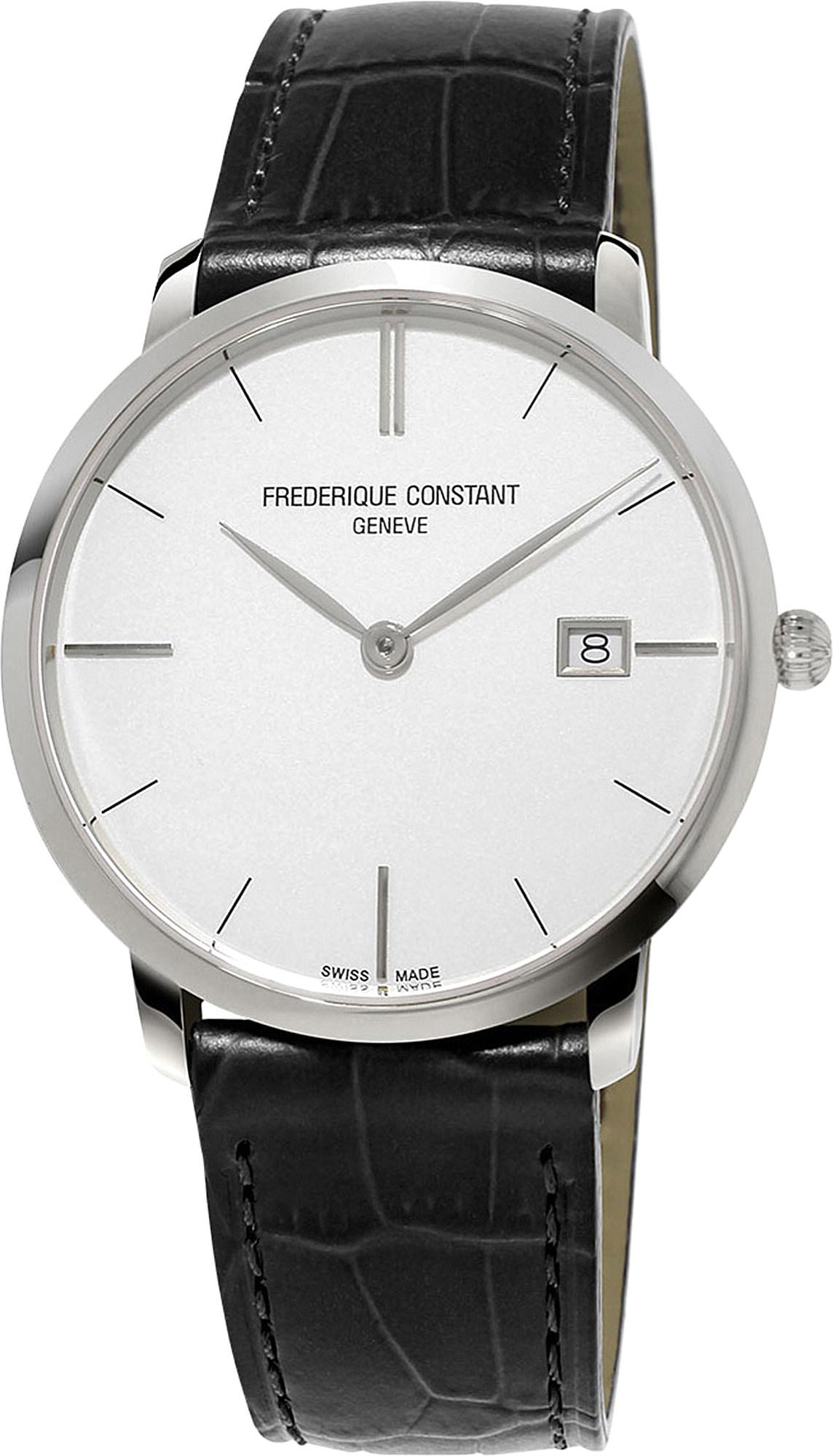 Frederique Constant Leather Fc220s5s6 Slimline Stainless Steel Watch in  White for Men - Lyst
