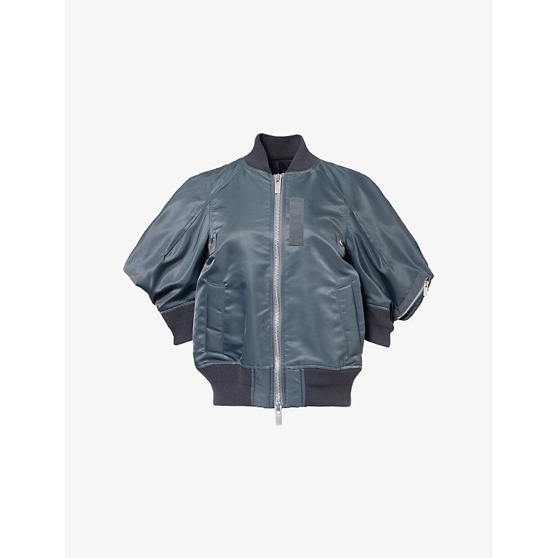 Sacai Puff-Sleeve Nylon Twill Bomber Jacket in Blue | Lyst UK