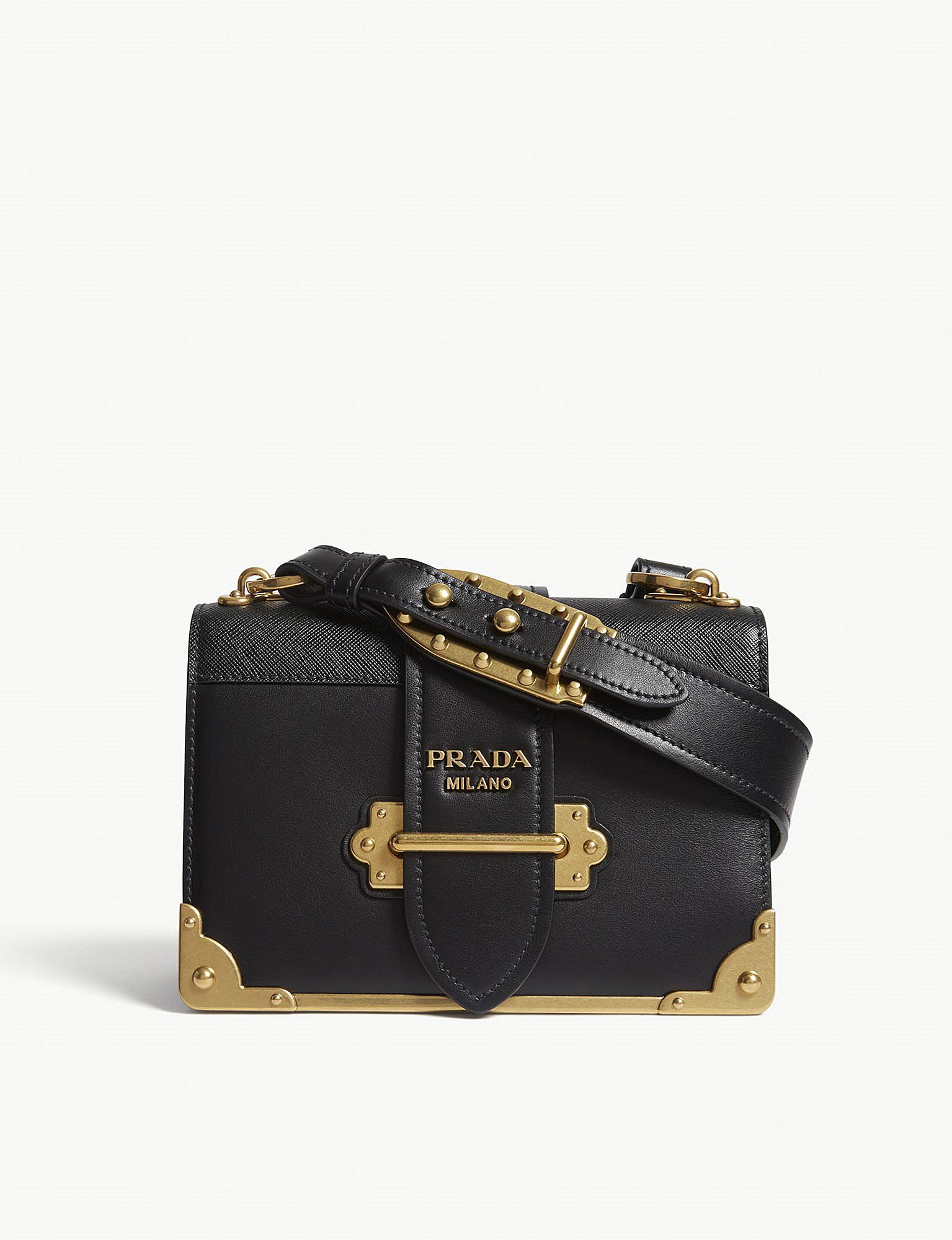 black prada bag with gold hardware