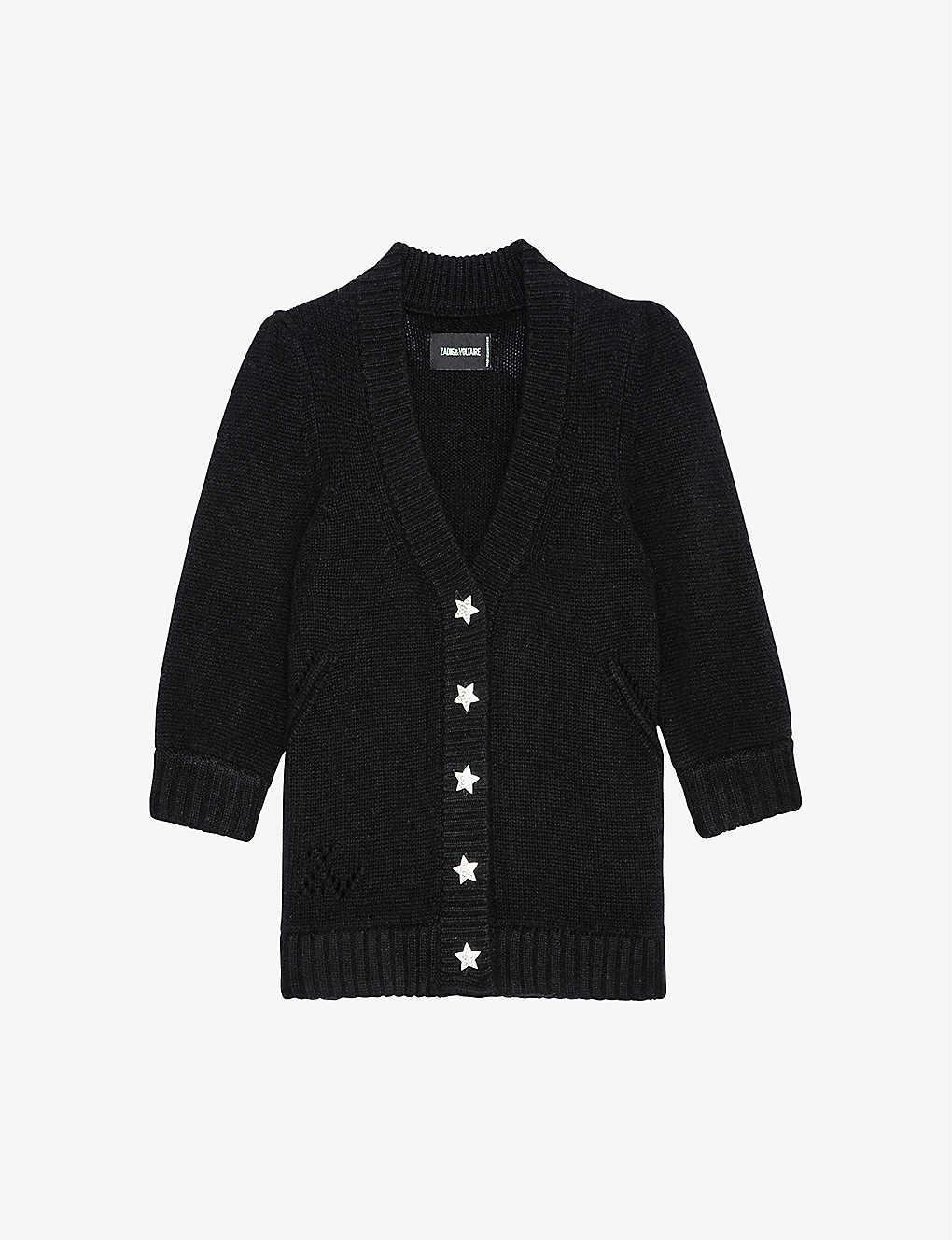 Zadig & Voltaire Betsy Star-button V-neck Cashmere Cardigan in Black | Lyst