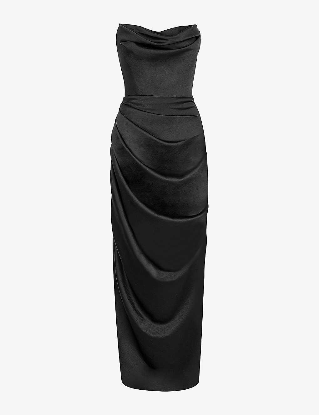 House Of Cb Adrienne Slimfit Satin Maxi Dress in Black Lyst