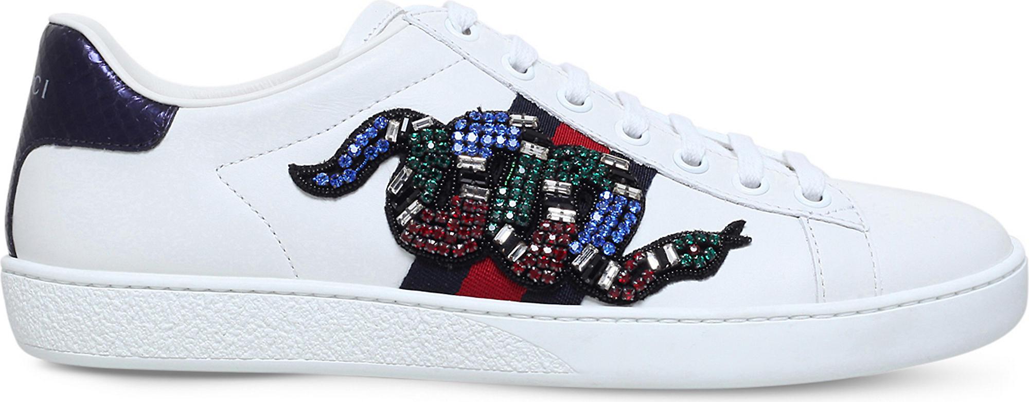 Gucci Ace Snake-embroidered Leather 