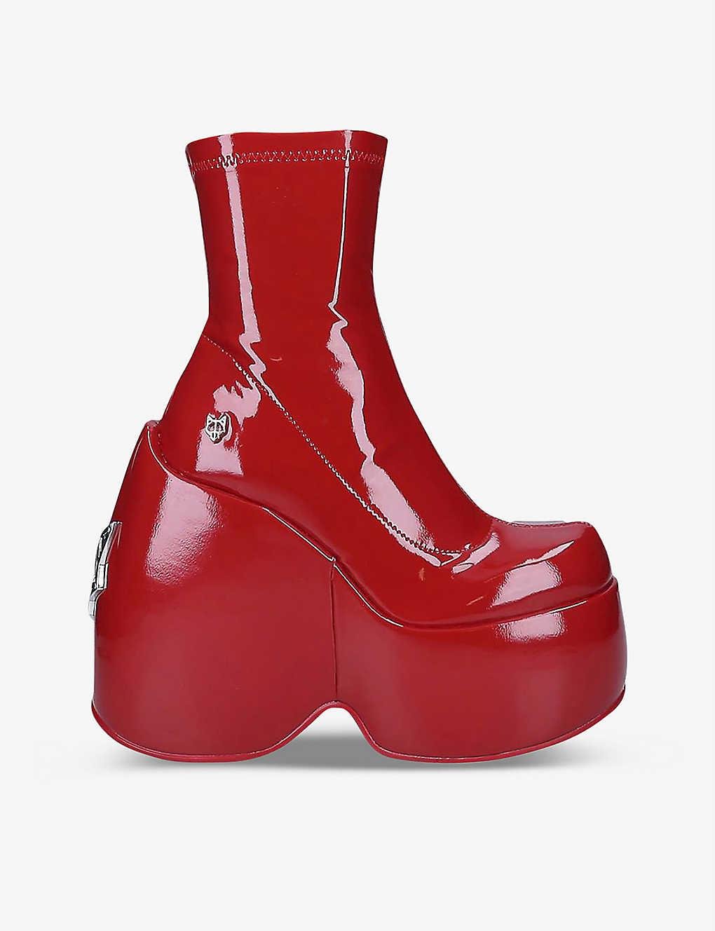 Naked Wolfe Mayhem Faux-leather Platform Ankle Boots in Red | Lyst