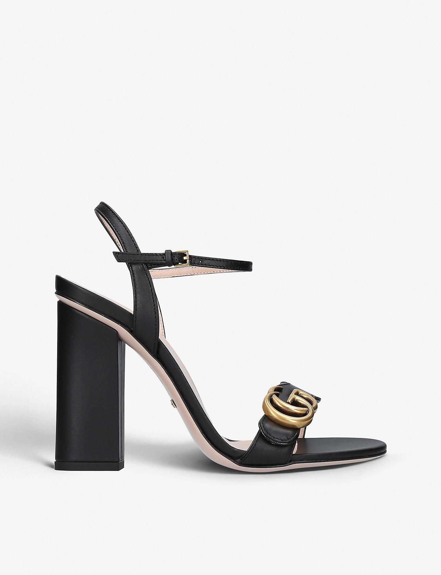 Gucci Leather Marmont Sandals 105 in Black - Lyst