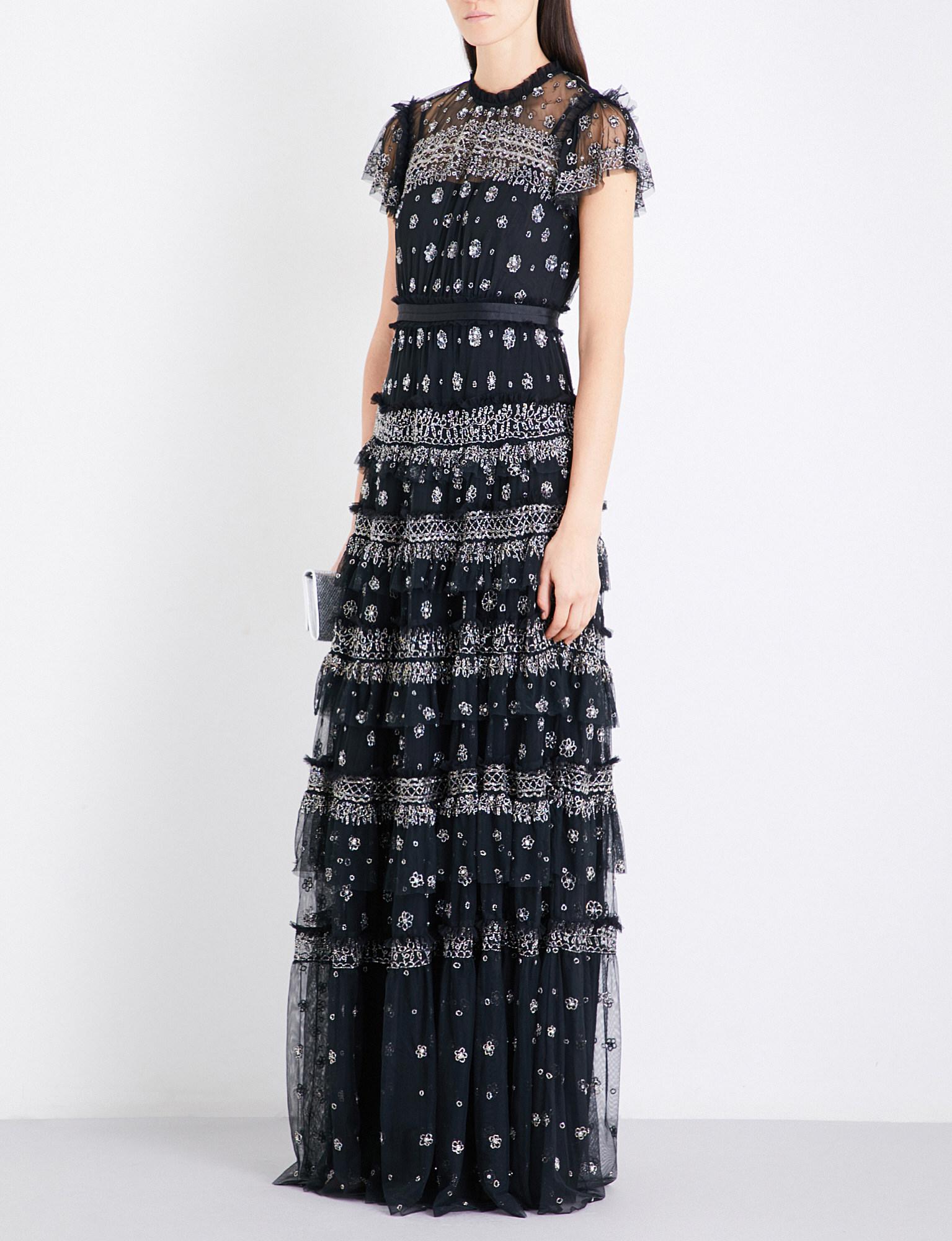 Needle & Thread Andromeda Embellished Tulle Gown in Black | Lyst