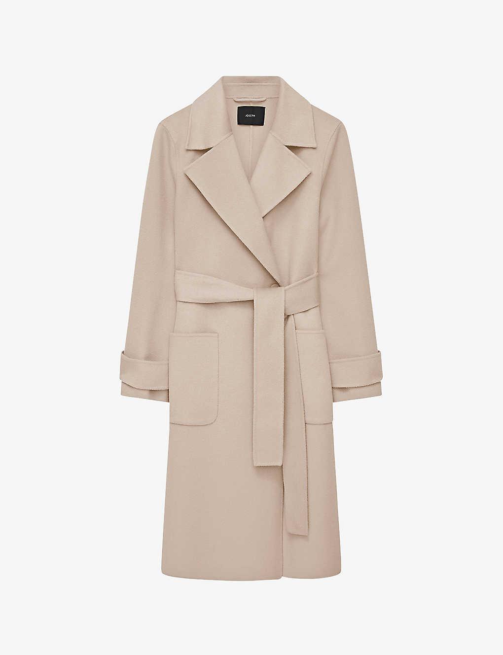JOSEPH Arline Belted Wool And Cashmere-blend Coat in Natural