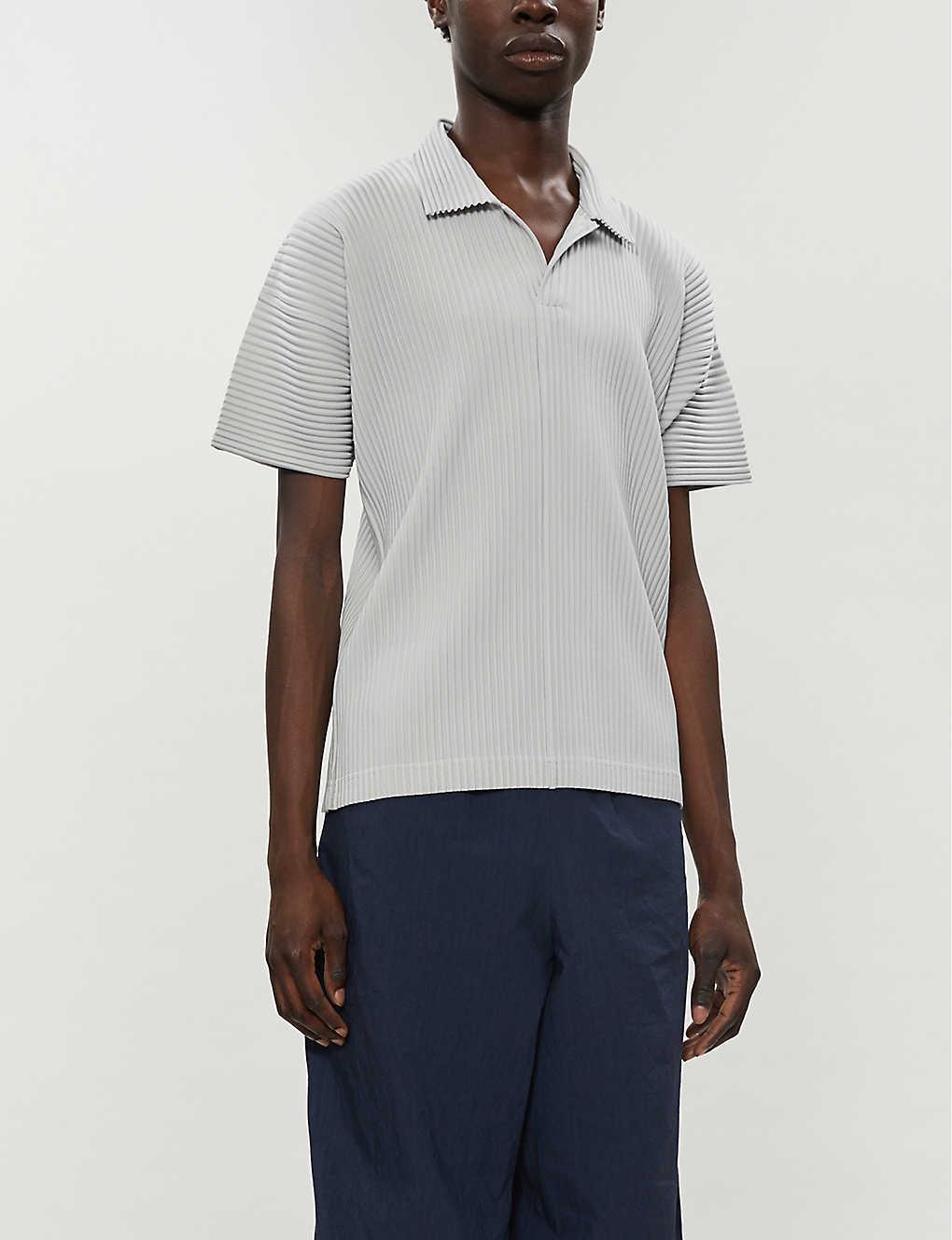 Homme Plissé Issey Miyake Pleated Polo Shirt in Gray for Men | Lyst