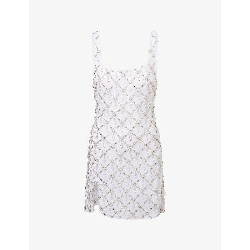 Oceanus Sofia Arabella Crystal-Embellished Mini Dress in White | Lyst