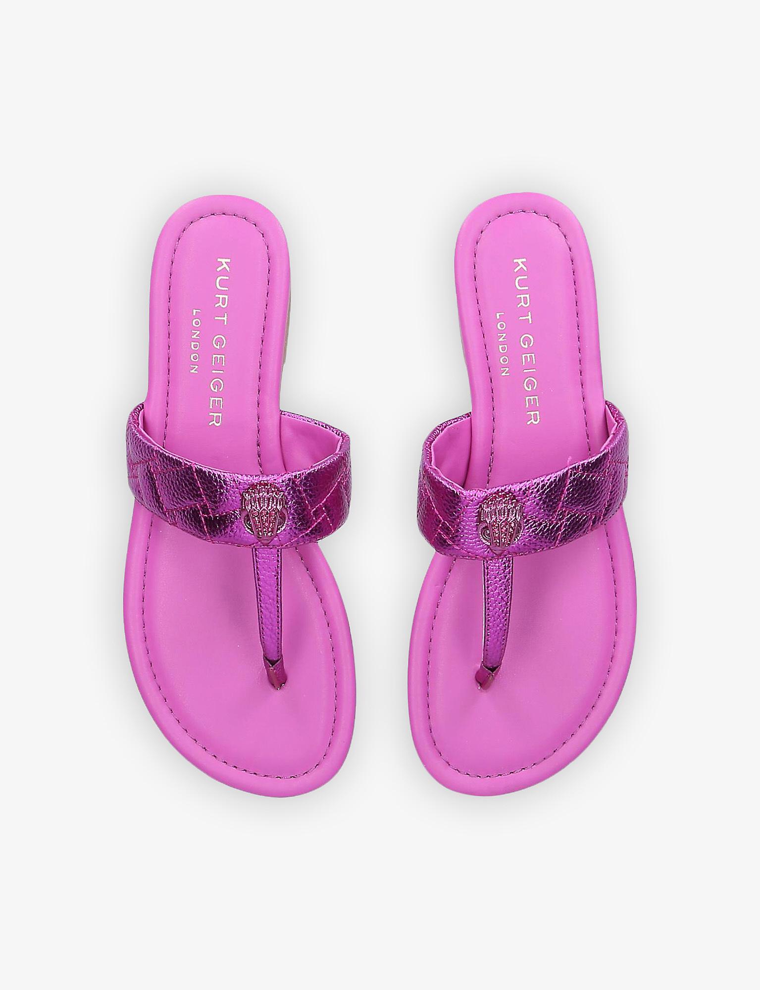 Kurt Geiger Kensington T-bar Leather Sandals in Pink | Lyst