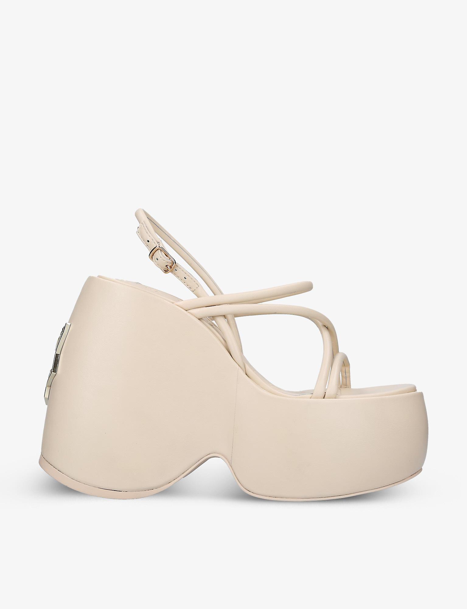 Naked Wolfe Mystery Platform Leather Wedges in Natural | Lyst