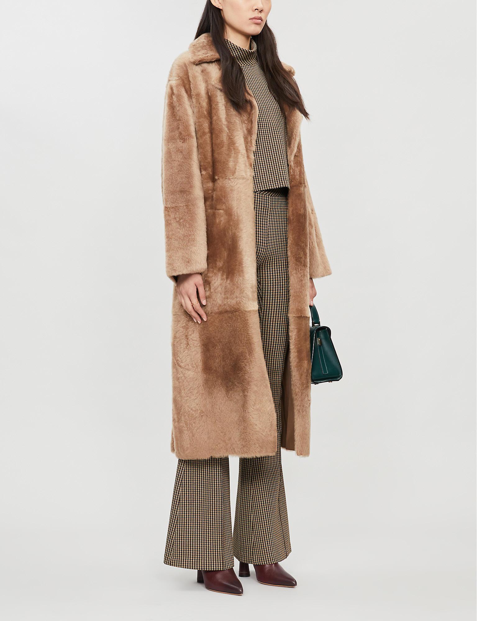 Yves Leather Lacon Belted Shearling Lyst