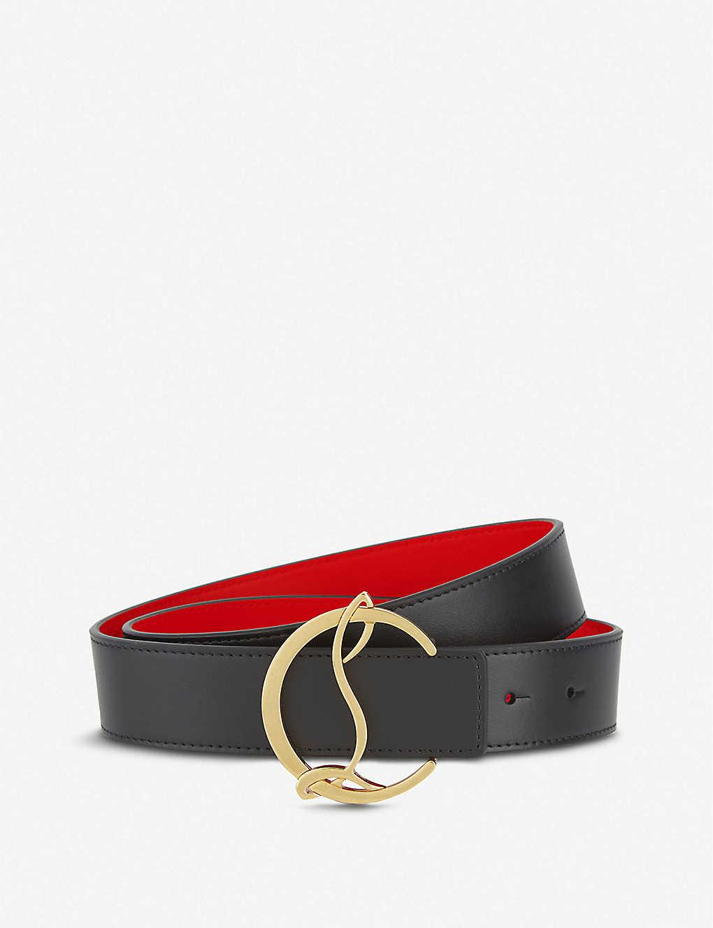 Christian Louboutin Womens Black/antic Gold Logo-buckle Leather 