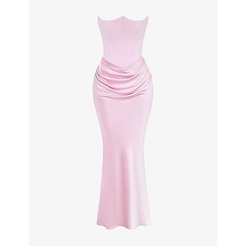 House Of Cb Persephone Corset Woven Maxi Dress in Pink | Lyst
