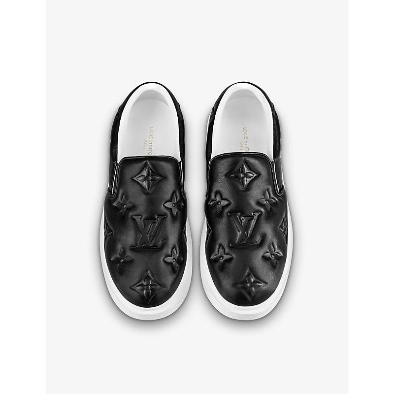 Louis Vuitton Beverly Hills Monogram-debossed Slip-on Leather Trainers in  Black for Men