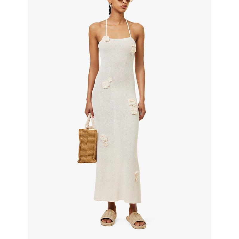 4th & Reckless Isla Floral Motif-Embellished Knitted Maxi Dress in White |  Lyst