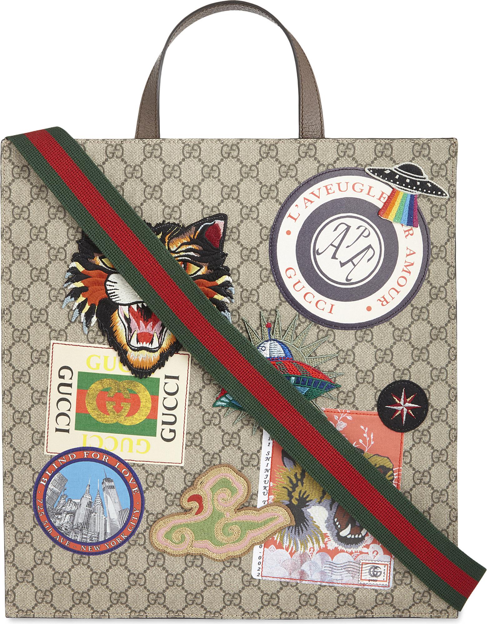 Gucci Sticker Supreme Canvas Tote in Natural | Lyst