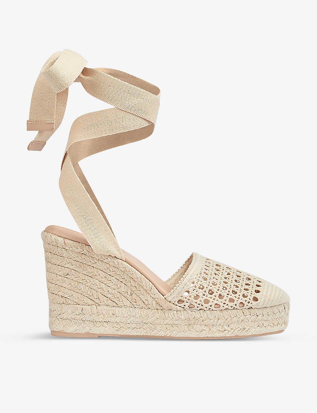 LK Bennett Magnolia Crochet-pattern Woven Espadrille Wedges in Natural ...