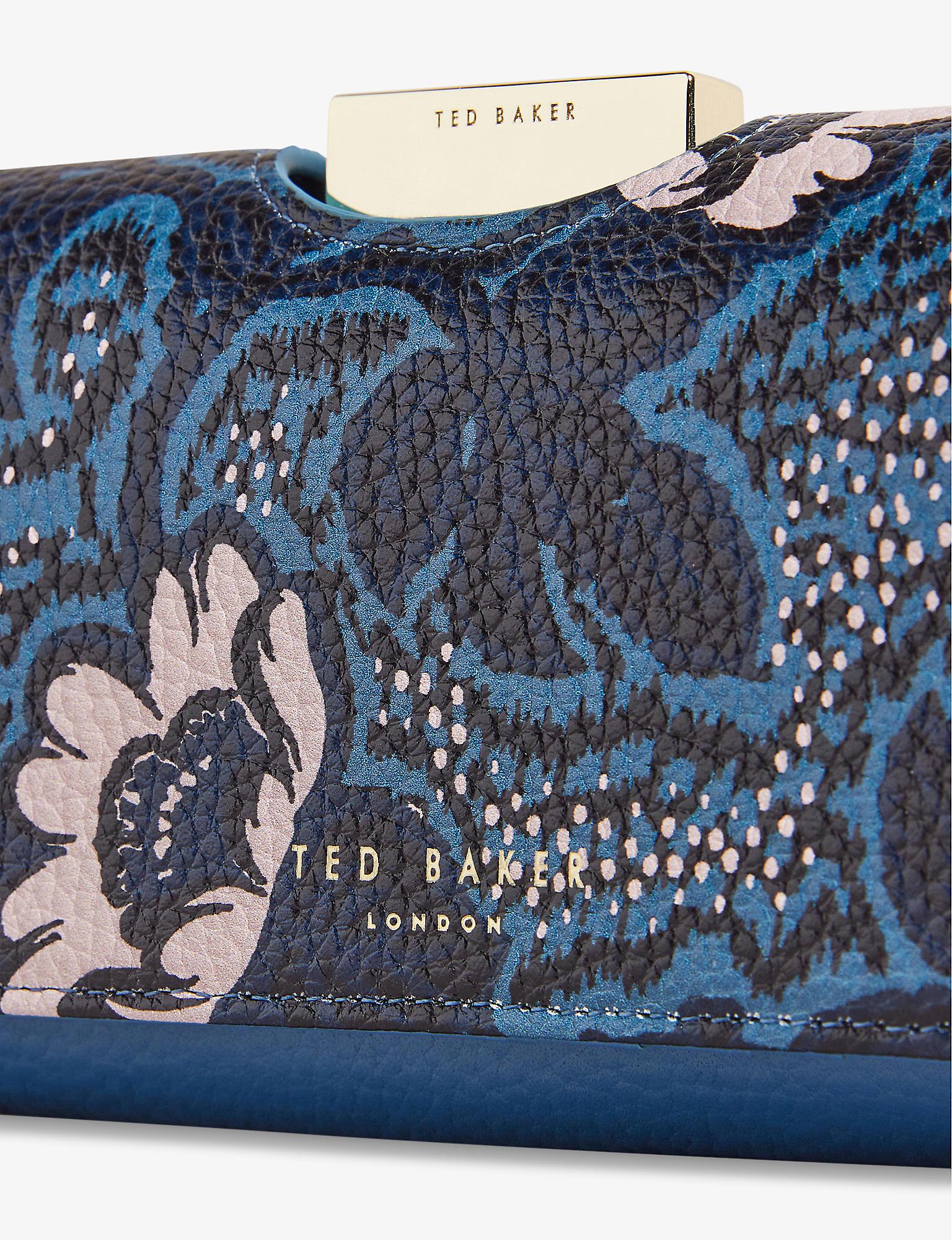 Ted Baker JAKIEE T Branded Leather Evening Bag Mid-Blue