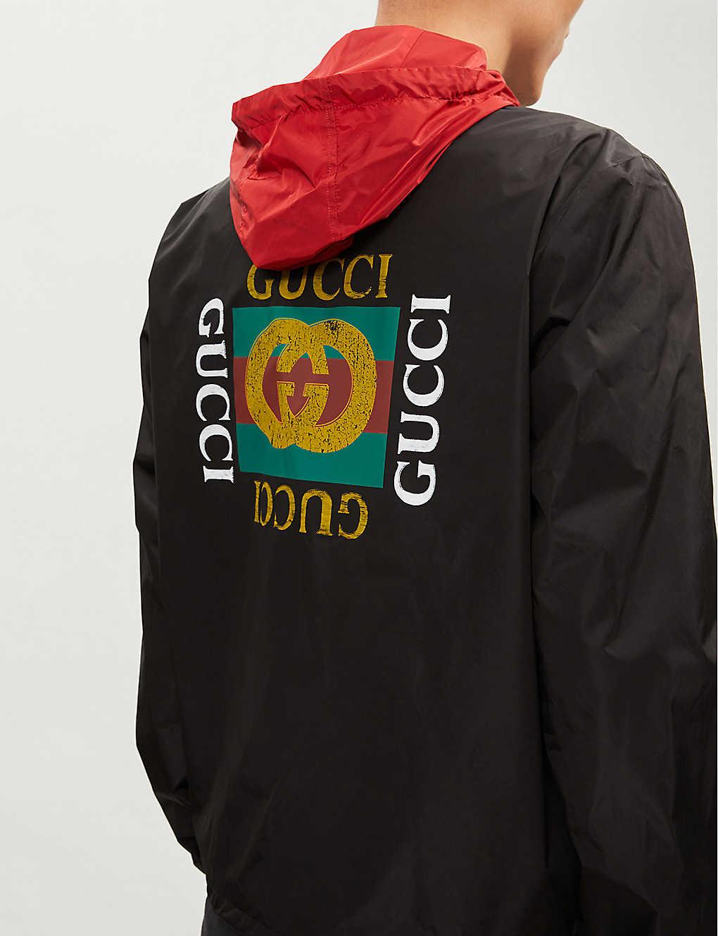 Gucci Logo-print Shell Windbreaker Jacket in Black for Men | Lyst