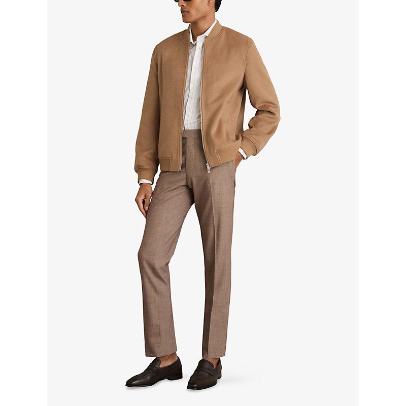 Reiss Harlan Wool-Blend Bomber Jacket in Brown for Men Lyst UK