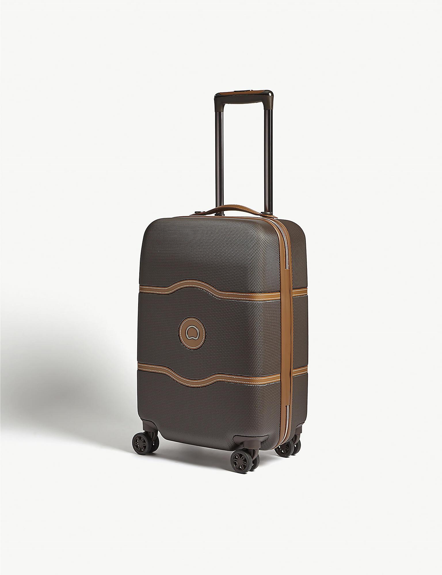 Delsey Leather Chatelet Air Cabin Suitcase 55cm in Chocolate (Brown