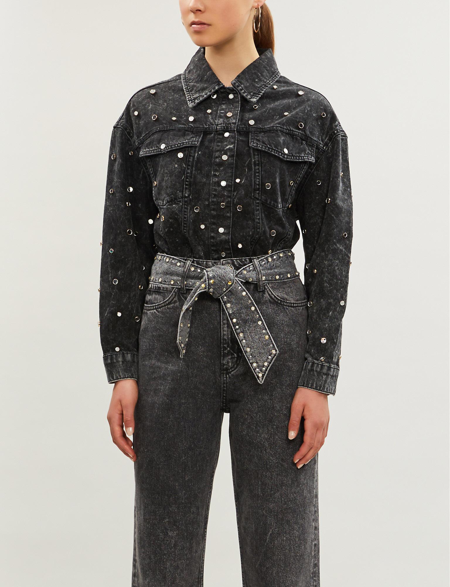 Sandro Stud-embellished Acid-wash Denim 